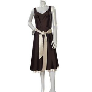 SOLD NWOT Ann Taylor Chocolate Brown and Ivory Silk Cocktail/Party Dress Size 6